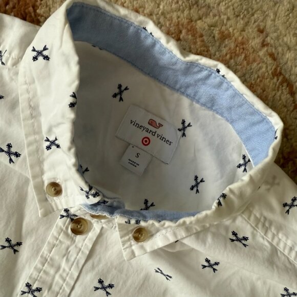 Vineyard Vines Small Youth Polo Fishing Print Size Boys White with Fish Design - Picture 4 of 7